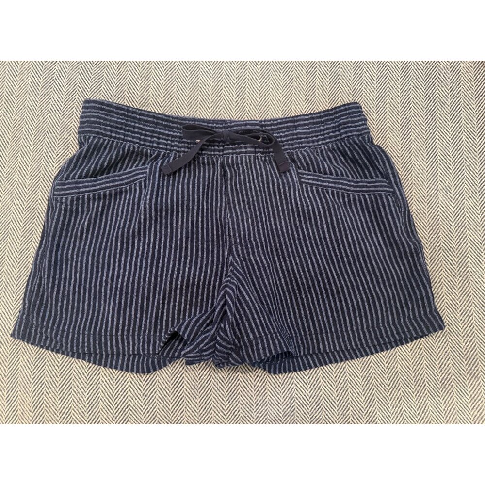 Gap XS Blue & White Striped Cotton Shorts With Elastic Waist & Drawstring Closur